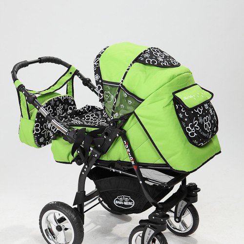 Carucior 3 in 1 Junior Plus Baby Merc Green Flowers