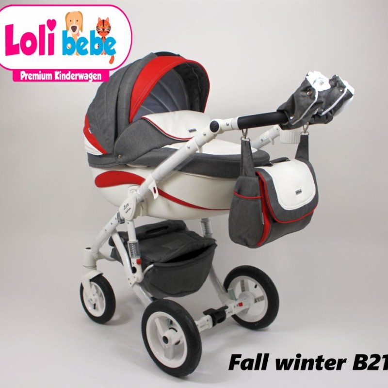 Carucior copii 3 in 1 Lolibebe LOVE Fall Winter Red Grey