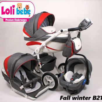 Carucior copii 3 in 1 Lolibebe LOVE Fall Winter Red Grey