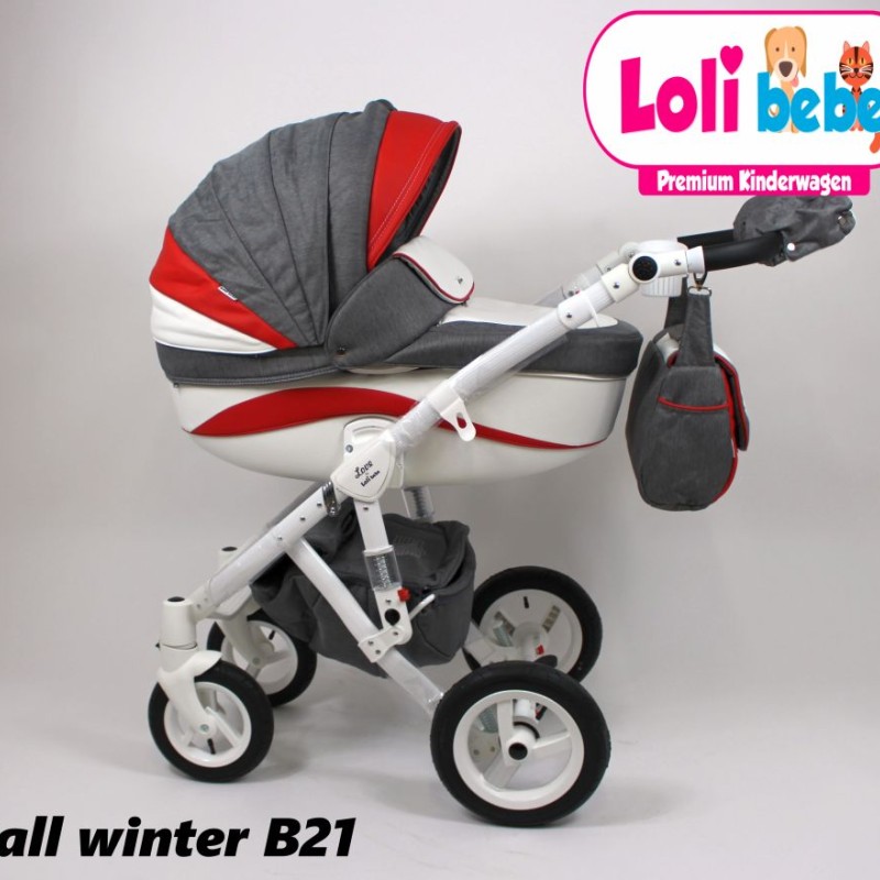 Carucior copii 3 in 1 Lolibebe LOVE Fall Winter Red Grey