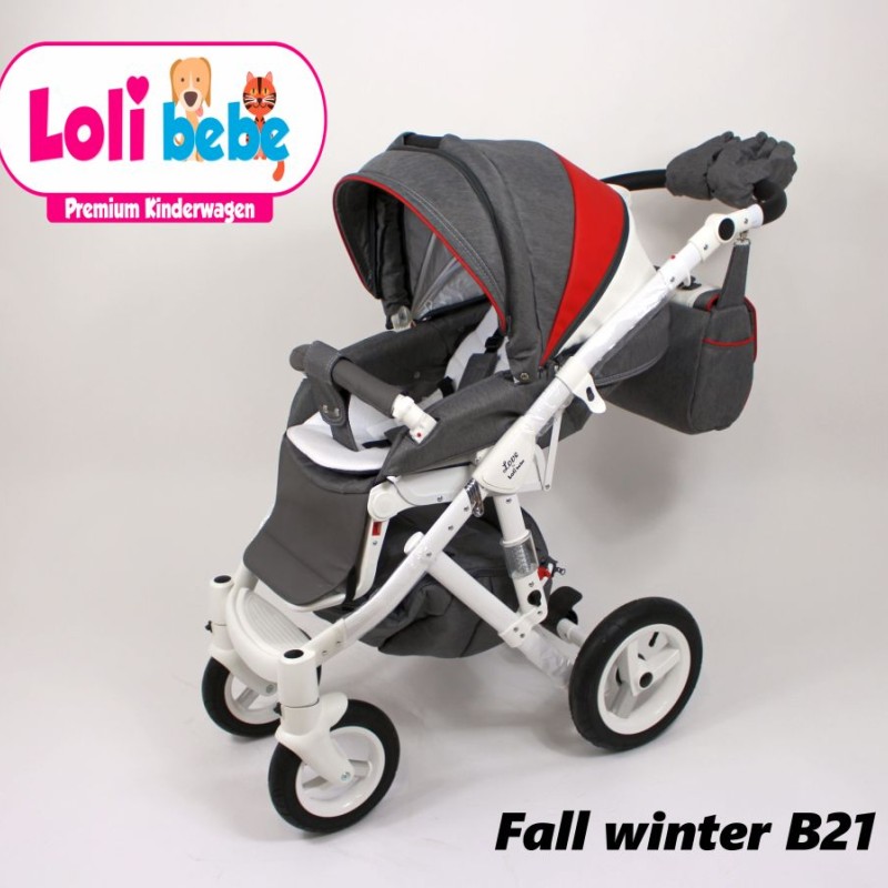 Carucior copii 3 in 1 Lolibebe LOVE Fall Winter Red Grey