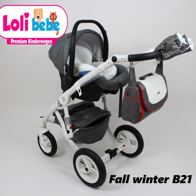 Carucior copii 3 in 1 Lolibebe LOVE Fall Winter Red Grey