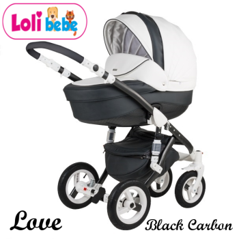 Carucior copii 3 in 1 LoliBebe LOVE Deluxe Black Carbon