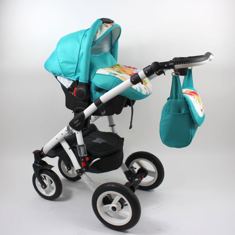 Carucior copii 3 in 1 LoliBebe Love Blue Flowers