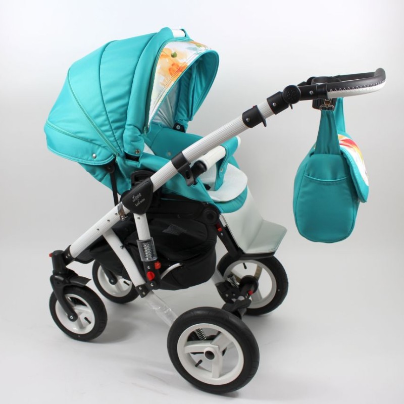 Carucior copii 3 in 1 LoliBebe Love Blue Flowers