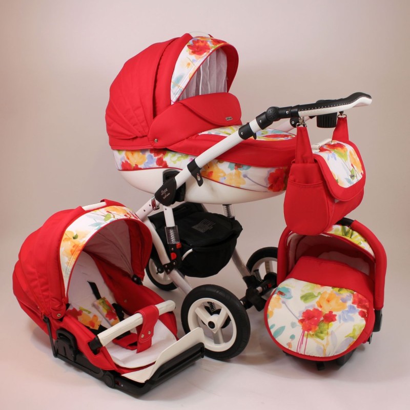 Carucior copii 3 in 1 Lolibebe LOVE Red Flowers
