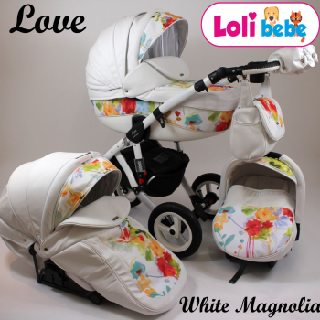 Carucior copii 3 in 1 Lolibebe LOVE White Magnolia