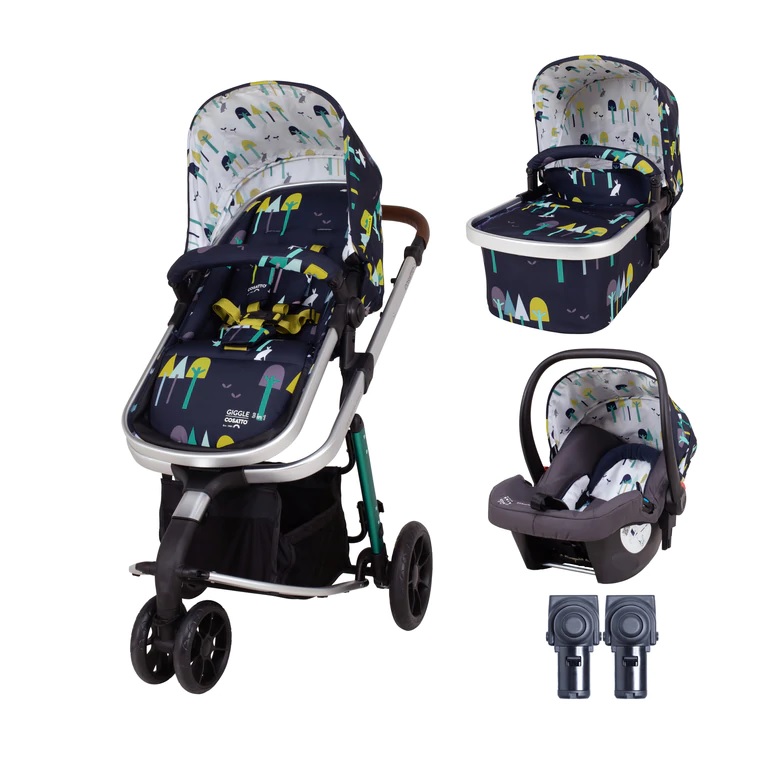 Carucior copii 4 in 1 Cosatto Giggle Wilderness Ink cu baza isofix