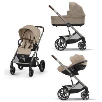 Noul Cybex Balios S lux 2025 Almond Beige sistem 3 in 1 cu Cybex Cloud G Plus i-size recline testata ADAC 