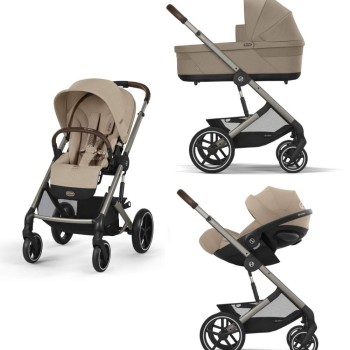 Noul Cybex Balios S lux 2025 Almond Beige sistem 3 in 1 cu Cybex Cloud G Plus i-size recline testata ADAC 