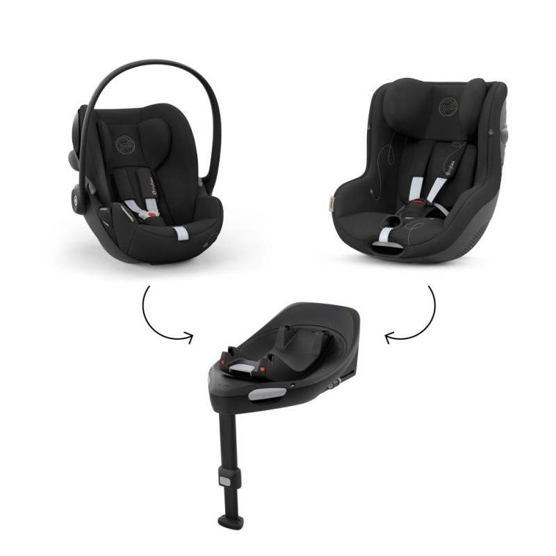 Carucior copii 4 in 1 Muuvo Quick Onix Black cu Cybex Cloud G Plus recline testata ADAC si baza isofix rotativa
