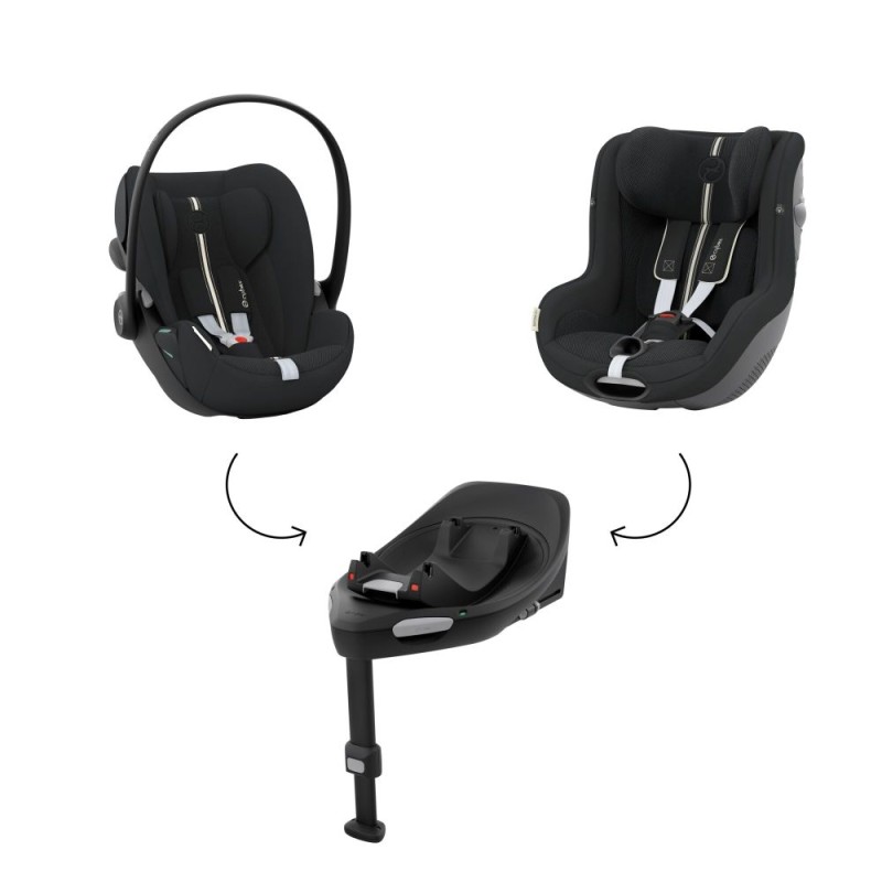 Noul Cybex Balios S Lux 2025 Moon Black sistem 4 in 1 cu Cybex Cloud G Plus i-size recline ADAC si baza isofix rotativa