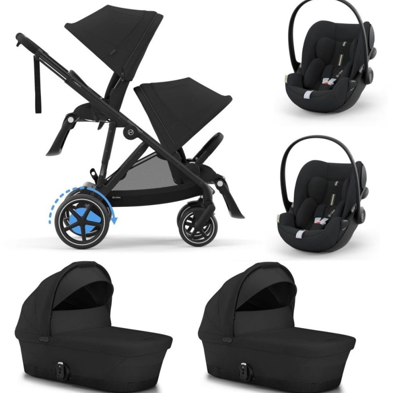 Cybex E-Gazelle S electric Moon Black 3in1 cu landouri si scoici Cloud G plus ADAC
