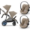 Noul Cybex E-Gazelle S electric Almond Beige 2 in 1 Gemeni cu scoici Cloud G plus