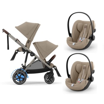 Noul Cybex E-Gazelle S electric Almond Beige 2 in 1 Gemeni cu scoici Cloud G plus