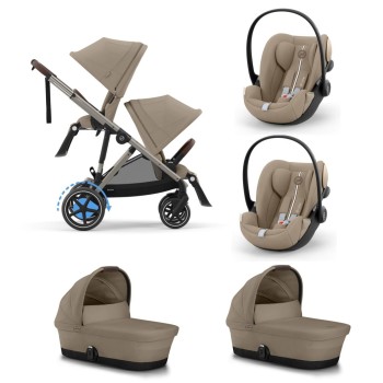 Noul Cybex E-Gazelle S electric Almond Beige 3 in 1 Gemeni cu landouri si scoici Cloud G plus