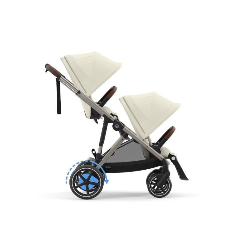 Noul Cybex E-Gazelle S electric Almond Beige 3 in 1 Gemeni cu landouri si scoici Cloud G plus
