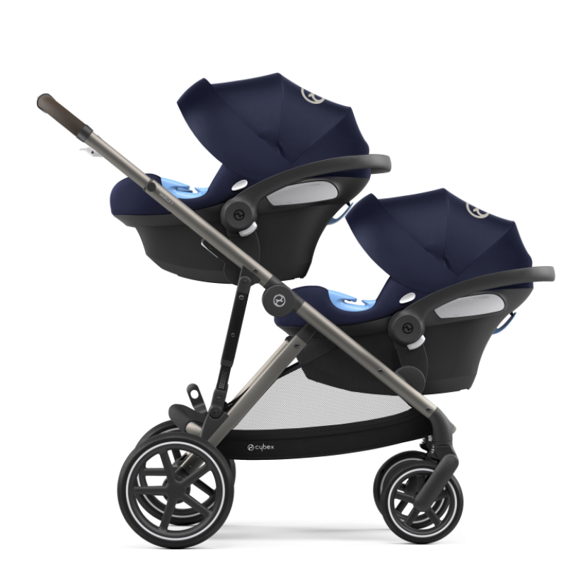 Noul Cybex Gazelle S Sky Blue 3 in 1 Gemeni cu landouri si scoici Cybex Cloud G Plus i-size recline testate ADAC