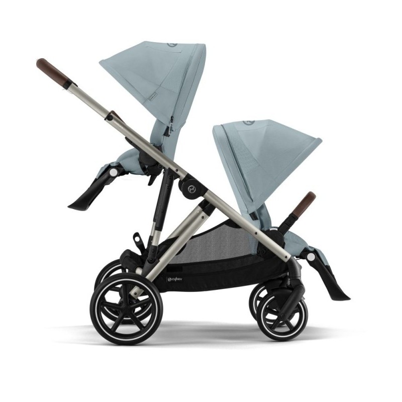 Noul Cybex Gazelle S Sky Blue 3 in 1 Gemeni cu landouri si scoici Cybex Cloud G Plus i-size recline testate ADAC