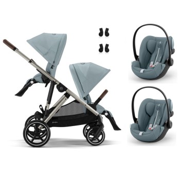 Noul Cybex Gazelle S Sky Blue 2 in 1 Gemeni cu scoici Cybex Cloud G Plus i-size recline testate ADAC