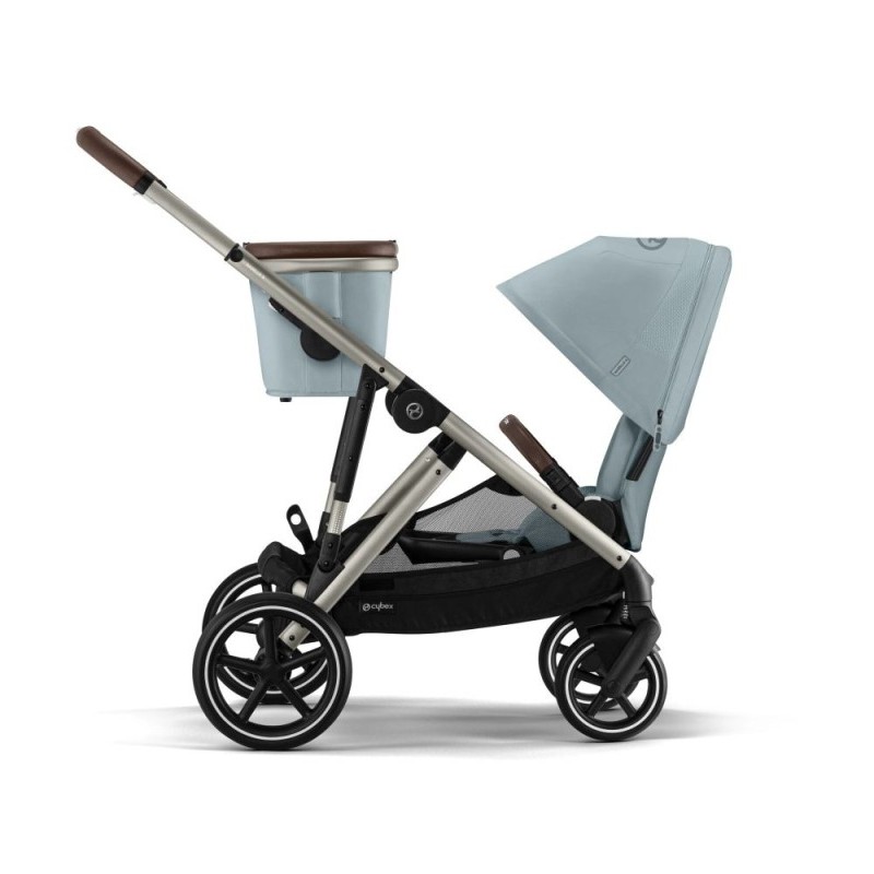 Noul Cybex Gazelle S Sky Blue 3 in 1 Gemeni cu landouri si scoici Cybex Cloud G Plus i-size recline testate ADAC
