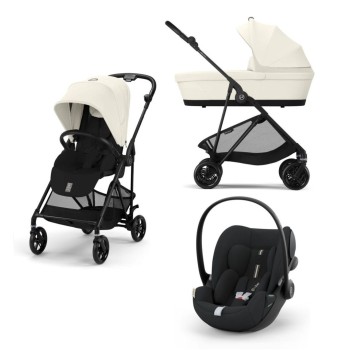 Cybex Melio Carbon 2025 Canvas White 3in1 cu Cloud G Plus Recline ADAC