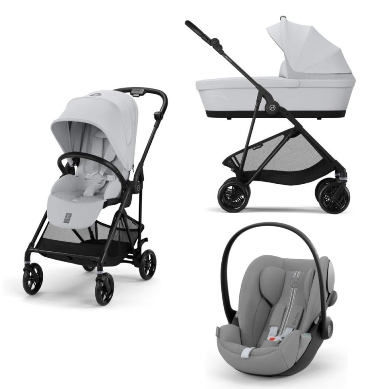 Cybex Melio Carbon 2025 Fog Grey 3in1 cu Cloud G Plus Recline ADAC