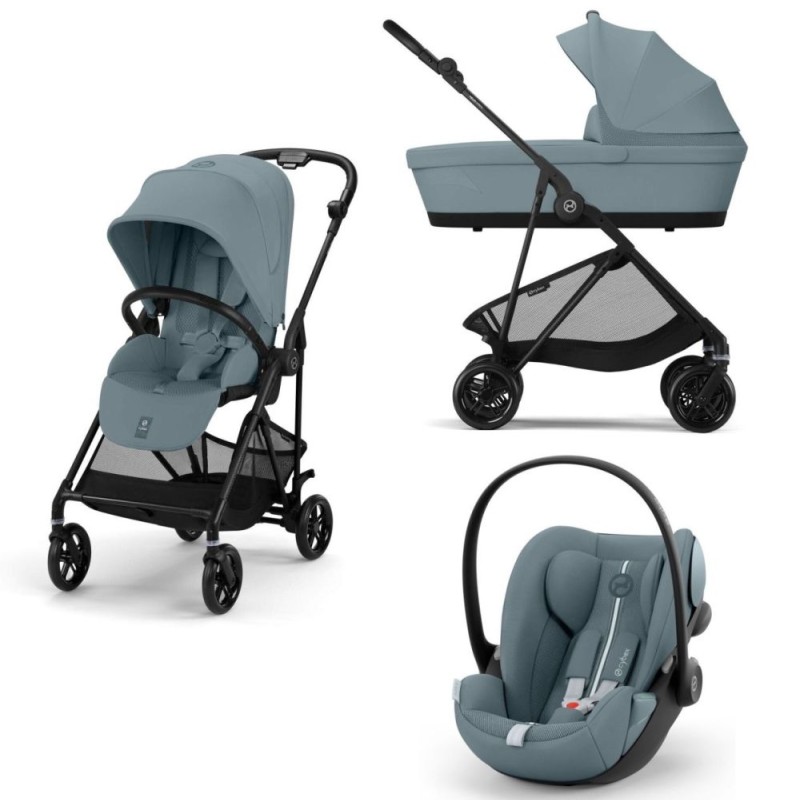 Cybex Melio Carbon Stormy Blue 3in1 cu Cloud G Plus Recline ADAC