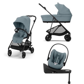 Cybex Melio Carbon Stormy Blue 4in1 cu Cloud G Plus Recline ADAC si baza isofix