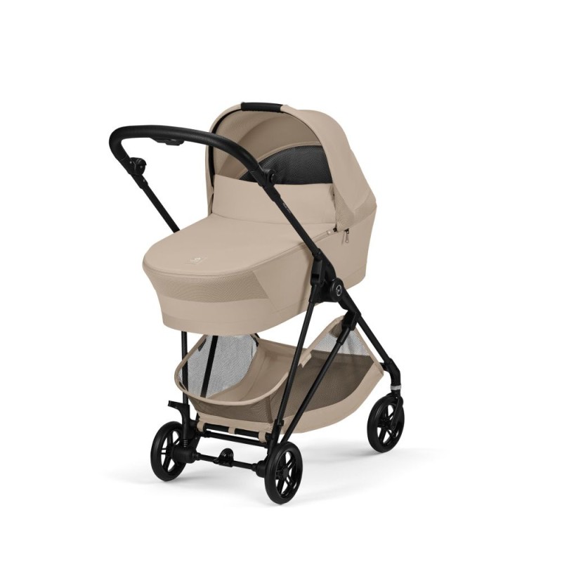 Noul Cybex Melio Carbon Almond Beige 3 in 1 cu Scoica Cloud G Plus i-Size Recline testata ADAC