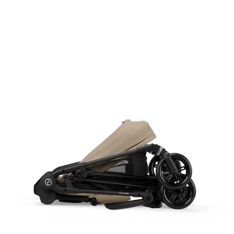 Noul Cybex Melio Carbon Almond Beige 3 in 1 cu Scoica Cloud G Plus i-Size Recline testata ADAC
