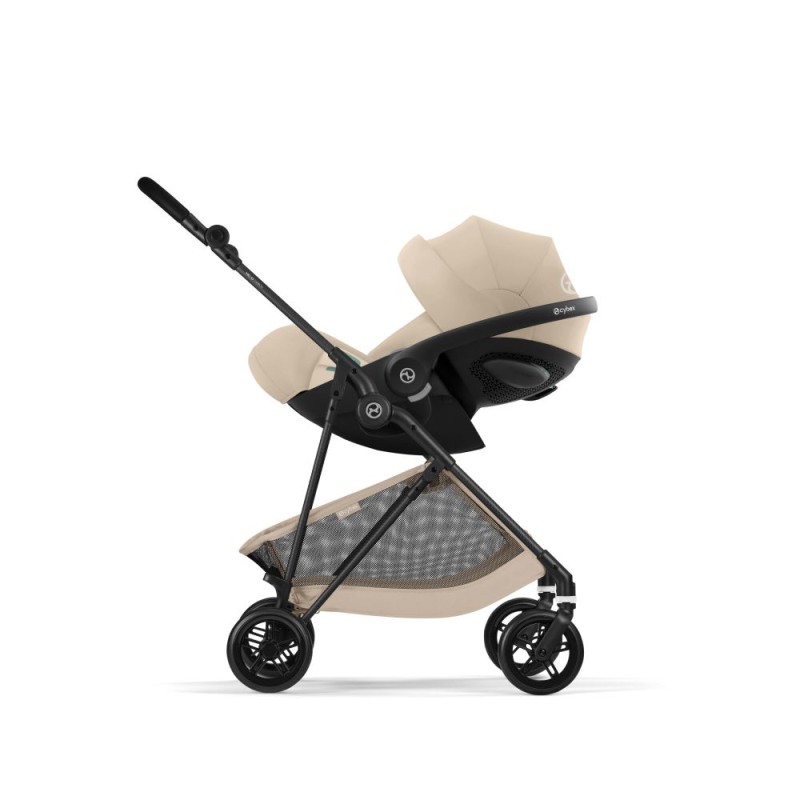 Noul Cybex Melio Carbon Almond Beige 3 in 1 cu Scoica Cloud G Plus i-Size Recline testata ADAC
