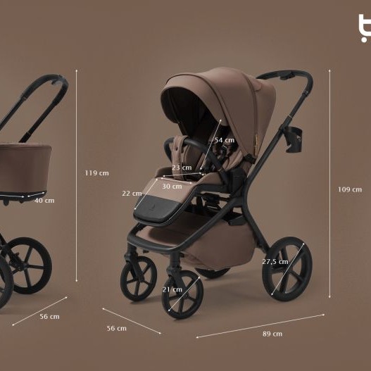 Carucior copii cu landou pliabil Future Design Inspiro Essential Mokka 2 in 1