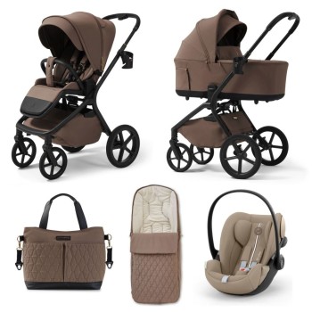 Carucior copii cu landou pliabil Future Design Inspiro Essential Mokka 3in1 cu Cybex Cloud G Plus ADAC