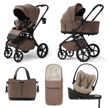 Carucior copii cu landou pliabil Future Design Inspiro Essential Mokka 4in1 cu Cybex Cloud G Plus ADAC si baza isofix