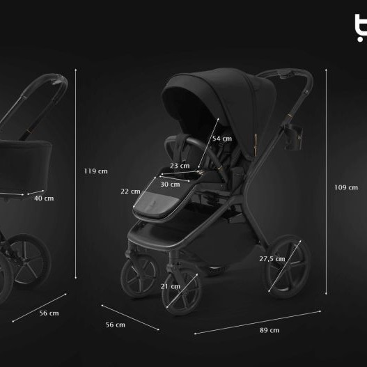 Carucior copii cu landou pliabil Future Design Inspiro Pure Black SE 4in1 cu Cybex Cloud G Plus ADAC si baza isofix