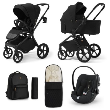 Carucior copii cu landou pliabil Future Design Inspiro Pure Black SE 3in1 cu Cybex Cloud G Plus ADAC