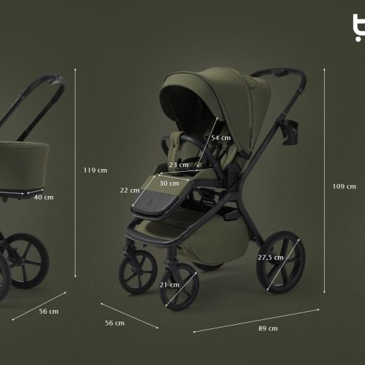 Carucior copii cu landou pliabil Future Design Inspiro Silk Olive 3in1 cu Cybex Cloud G Plus ADAC