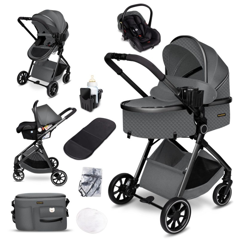 Carucior copii 3 in 1 multifunctional Soho S2 – Grey GagaDumi