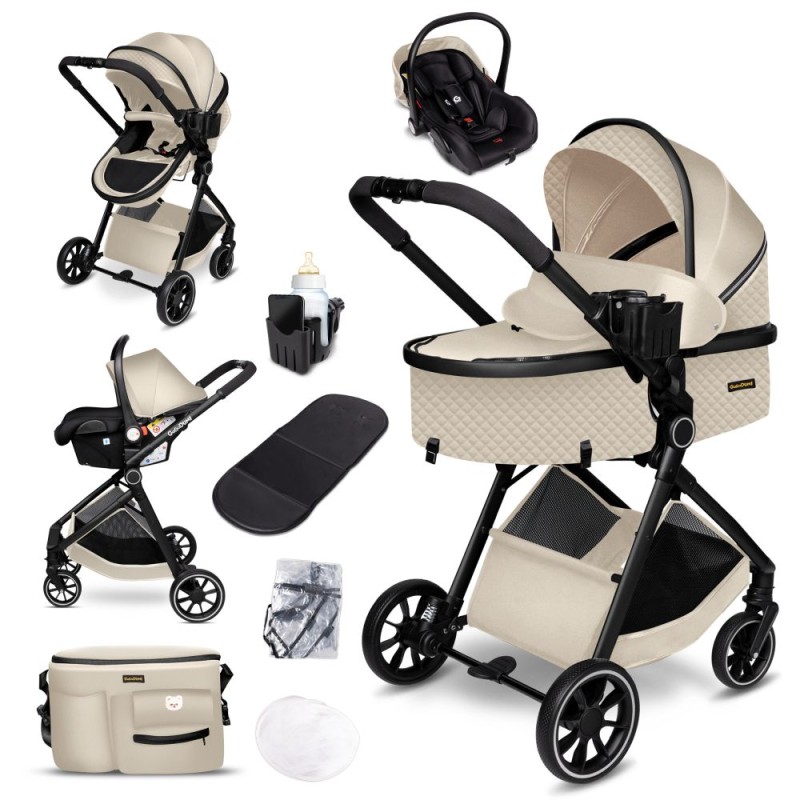 Carucior copii 3 in 1 multifunctional Soho S3 – Beige GagaDumi