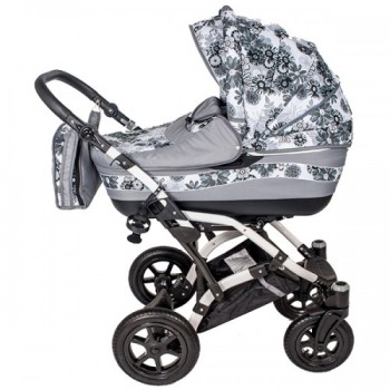 Carucior Hubners Dalia Lux 3 in 1 Grey Flowers