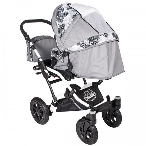 Carucior Hubners Dalia Lux 3 in 1 Grey Flowers