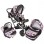 Carucior Hubners Dalia Lux 3 in 1 Alb Cu Floricele Mov