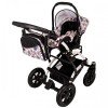Carucior Hubners Dalia Lux 3 in 1 Alb Cu Floricele Mov