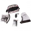 Carucior Hubners Dalia Lux 3 in 1 Alb Cu Floricele Mov