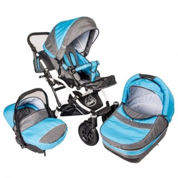 Carucior Hubners Dalia Lux 3 in 1 Blue Grey
