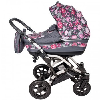 Carucior Hubners Dalia Lux 3 in 1 Pink Flowers