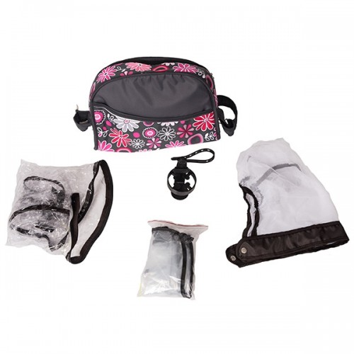 Carucior Hubners Dalia Lux 3 in 1 Pink Flowers