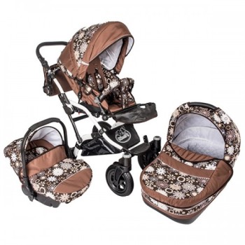 Carucior Hubners Dalia Lux 3 in 1 Brown Flowers