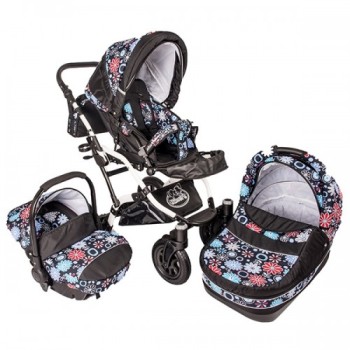 Carucior Hubners Dalia Lux 3 in 1 Blue Flowers